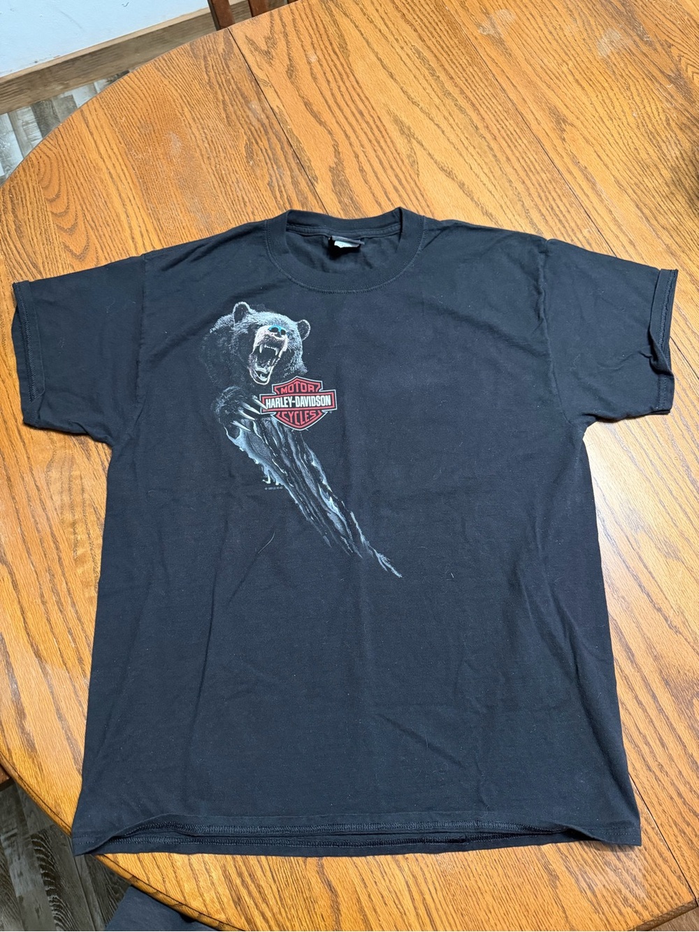 Harley-Davidson Black Short-Sleeve Bear Graphic Tee with Red Logo